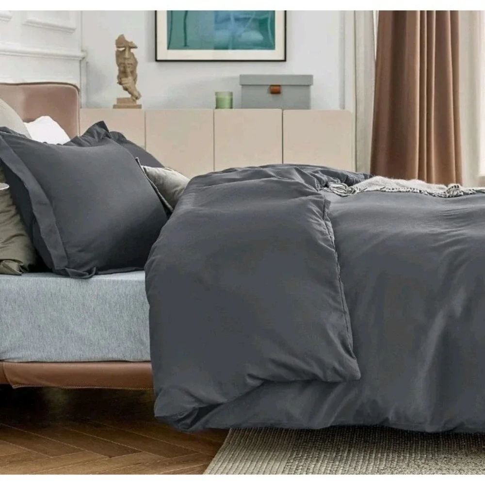 Bedsure Duvet Cover King Size -Soft Double Brushed Bedding 104x90 Gray Adults‎